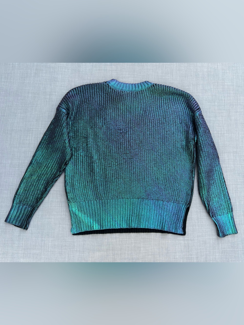 Beach Riot x Revolve Callie Metallic Sweater in Galaxy Shine Iridescent Blue XS - Picture 5 of 15